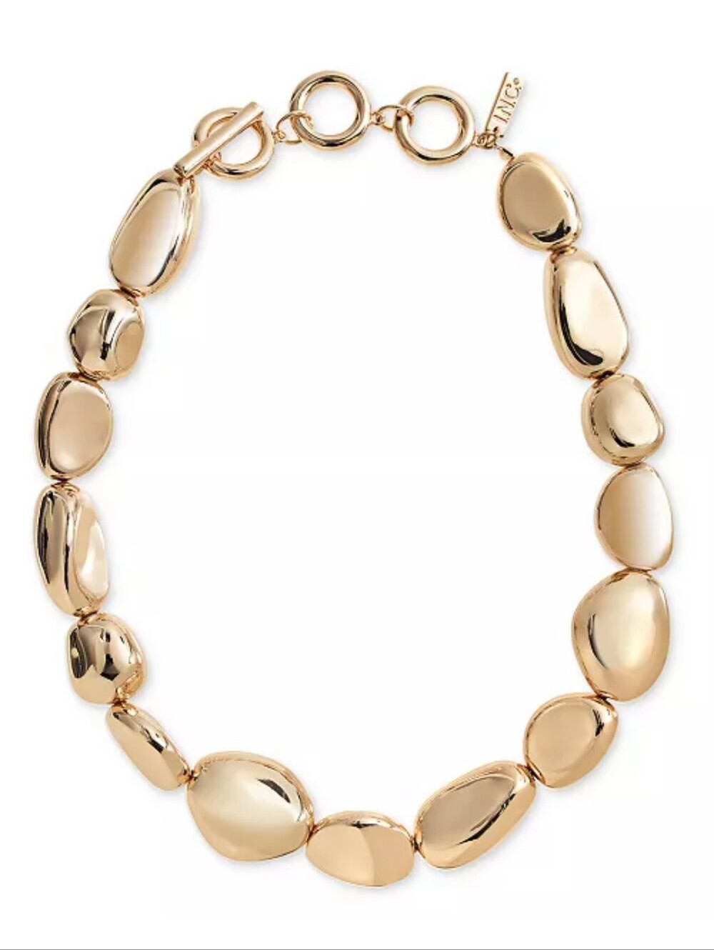 NWT I.N.C. International Concepts Gold Tone Sculptural Bead Necklace Chunky